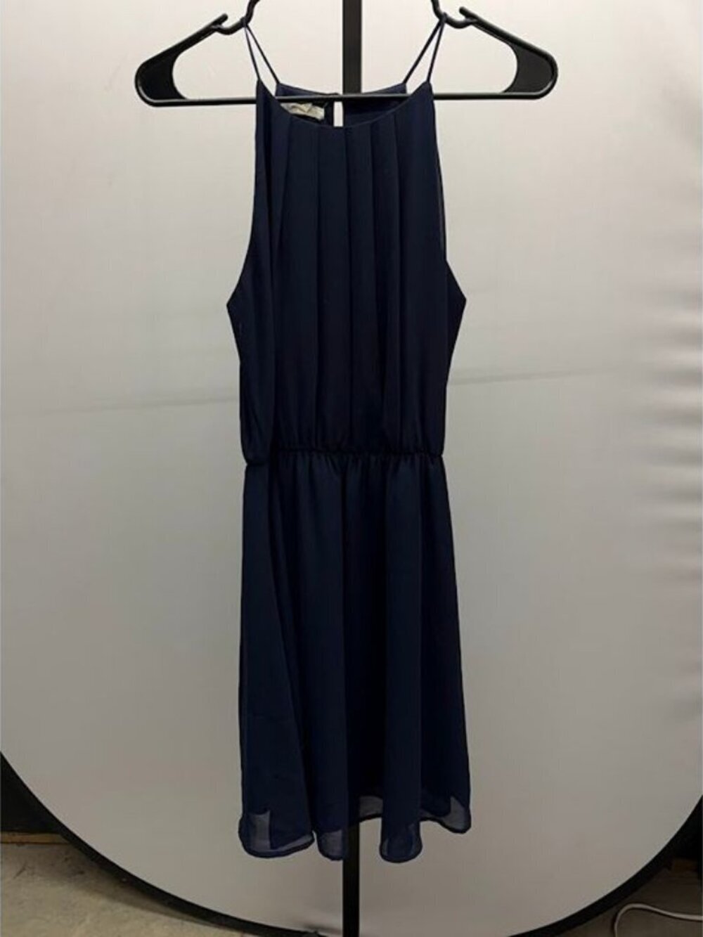Maurices Navy Blue Pleated High Neck Sleeveless Mini Dress